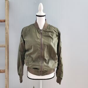 Buffalo David Bitton Olive Green Zip Up Bomber Jacket Size S